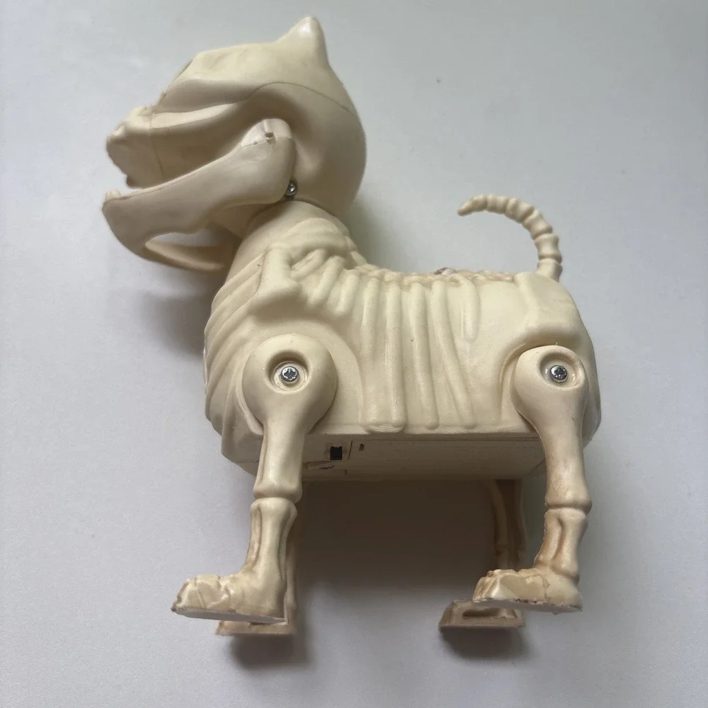 Small Skeleton Dog Animated Halloween Green Flashing Eyes Barking TESTED WORKS